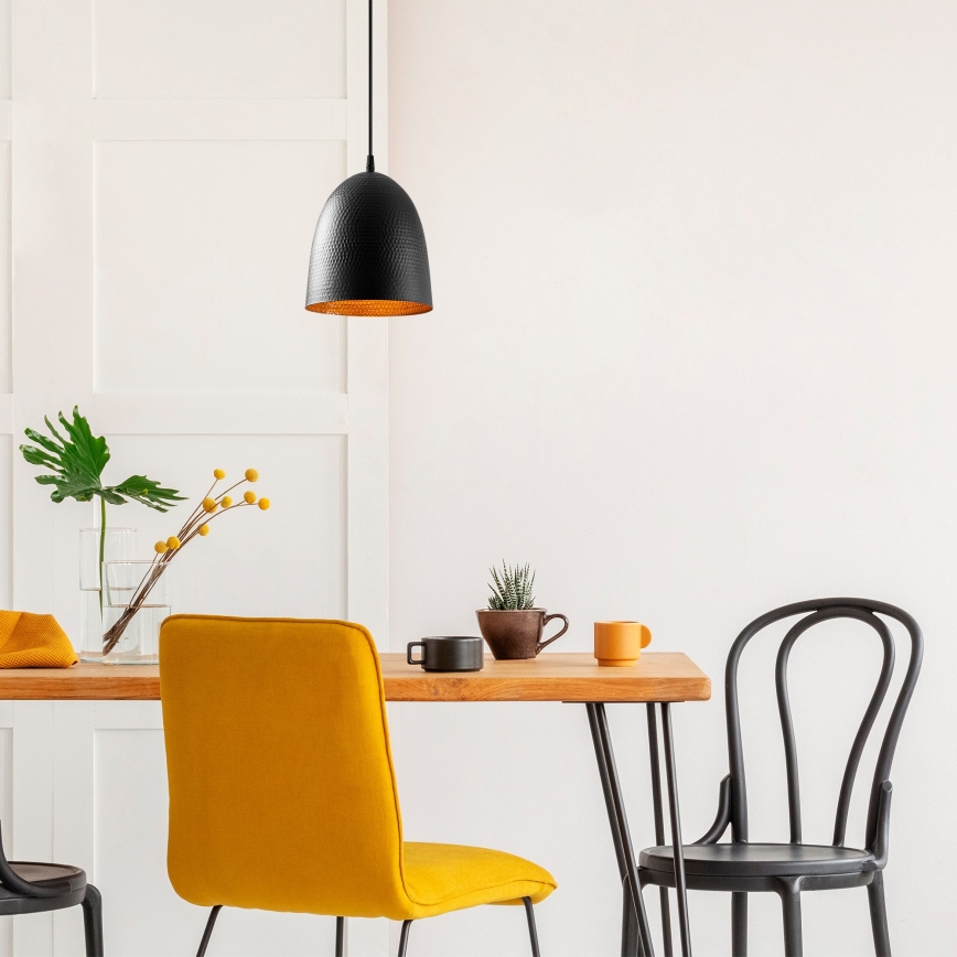 Κρεμαστό φωτιστικό με καλώδιο TATTOO 1xE27/40W/230V, διάμετρος 20 cm, μαύρο