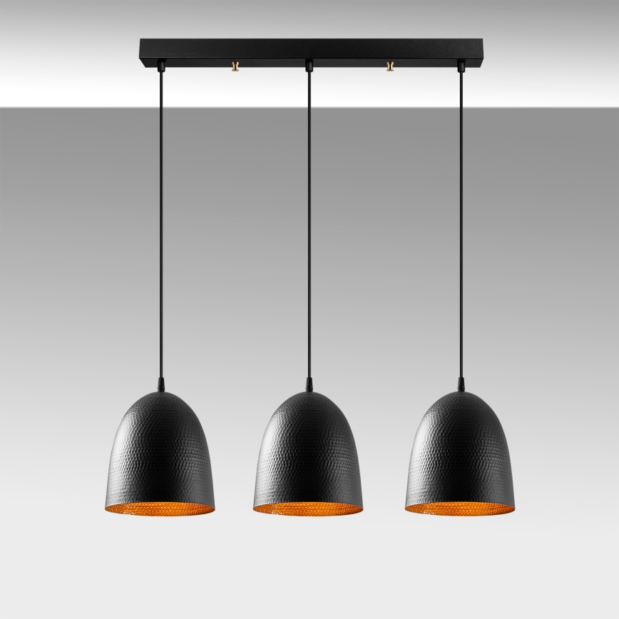 Κρεμαστό φωτιστικό με καλώδιο TATTOO 3xE27/40W/230V μαύρο