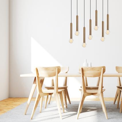 Κρεμαστό φωτιστικό με καλώδιο TEMPO 7xE27/40W/230V χρυσό