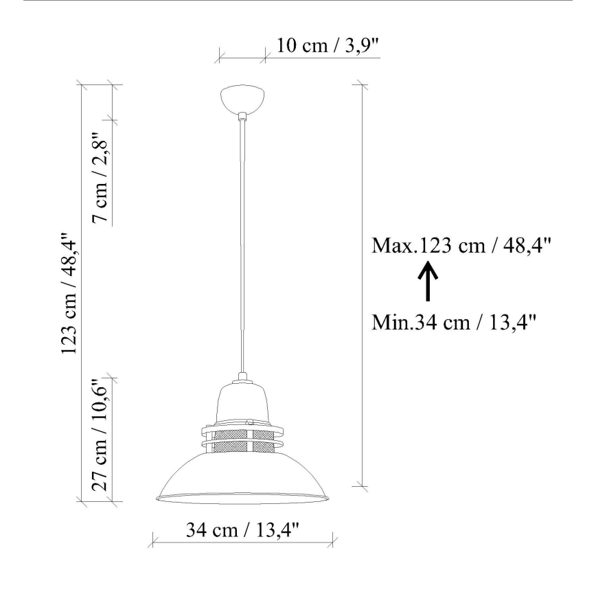 Κρεμαστό φωτιστικό με καλώδιο TIBET 1xE27/40W/230V πορτοκαλί