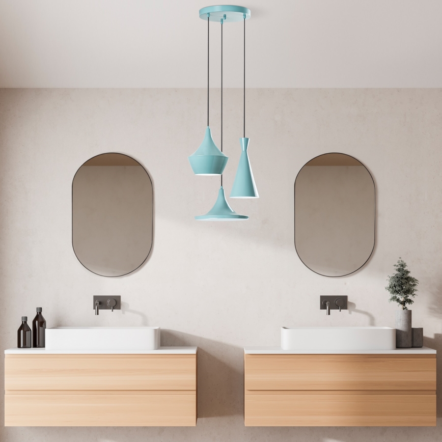 Κρεμαστό φωτιστικό με καλώδιο TOM 3xE27/40W/230V μπλε