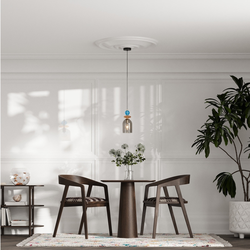 Κρεμαστό φωτιστικό με καλώδιο TROPEA 1xE27/15W/230V μαύρο/καπνιστό μπλε/μπεζ