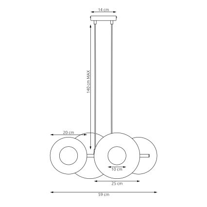 Κρεμαστό φωτιστικό με καλώδιο UMBRA 4xG9/8W/230V μπεζ