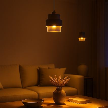 Κρεμαστό φωτιστικό με καλώδιο VALENTINO 1xE27/15W/230V μπεζ/διάφανο