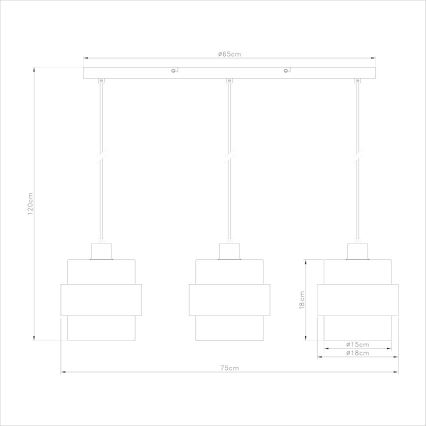 Κρεμαστό φωτιστικό με καλώδιο VALENTINO 3xE27/15W/230V μπεζ/διαφανές