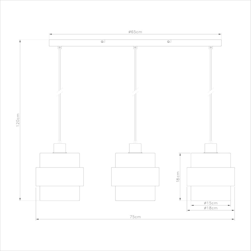 Κρεμαστό φωτιστικό με καλώδιο VALENTINO 3xE27/15W/230V μπεζ/διαφανές