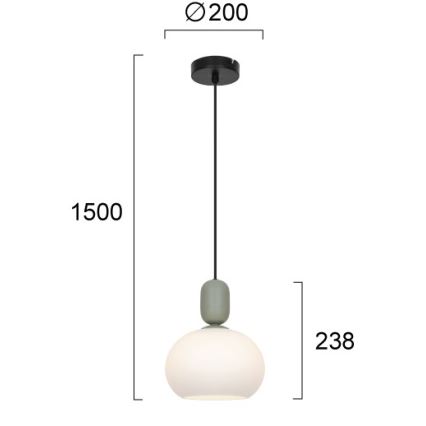 Κρεμαστό φωτιστικό με καλώδιο VALISIA 1xE27/40W/230V μαύρο/ελαιδί