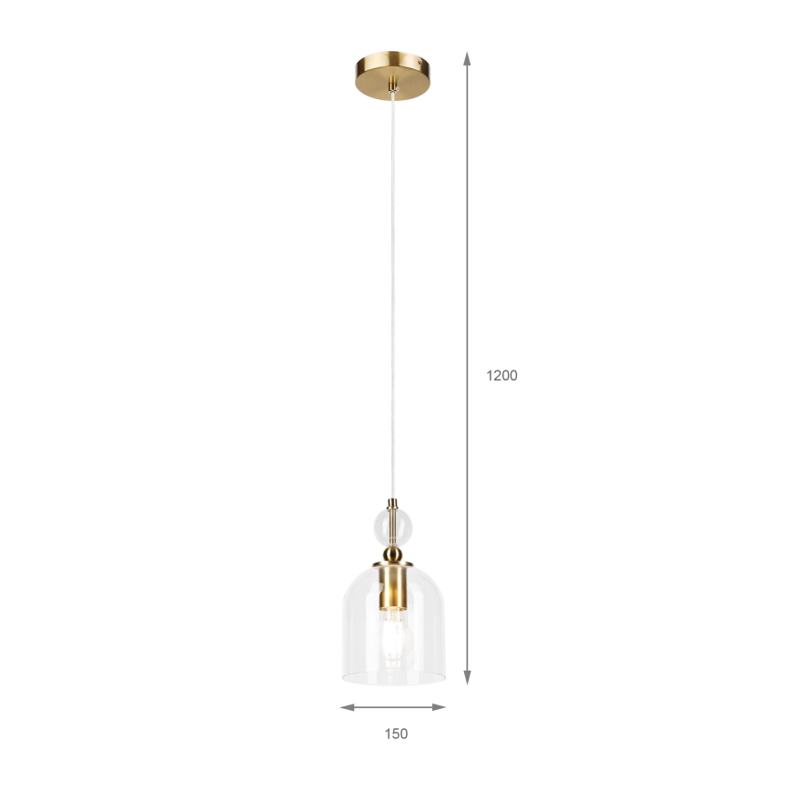 Κρεμαστό φωτιστικό με καλώδιο VELARE 1xE27/15W/230V χρυσό/διάφανο