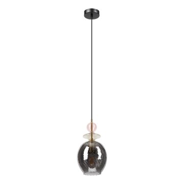 Κρεμαστό φωτιστικό με καλώδιο VELLO 1xE27/15W/230V μαύρο/καπνιστό ροζ/μπεζ/μαύρο