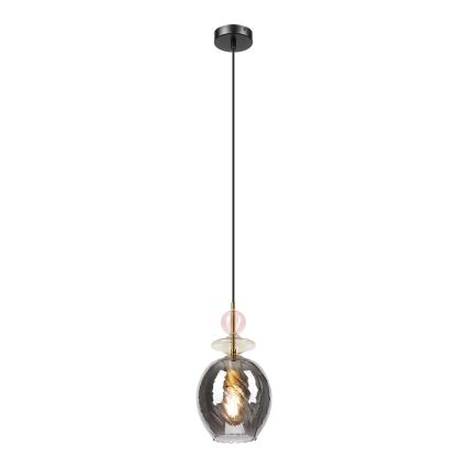 Κρεμαστό φωτιστικό με καλώδιο VELLO 1xE27/15W/230V μαύρο/καπνιστό ροζ/μπεζ/μαύρο