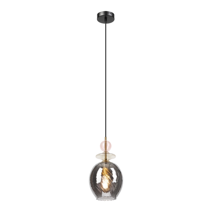 Κρεμαστό φωτιστικό με καλώδιο VELLO 1xE27/15W/230V μαύρο/καπνιστό ροζ/μπεζ/μαύρο