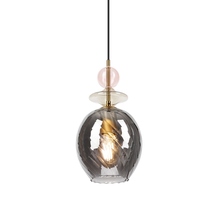 Κρεμαστό φωτιστικό με καλώδιο VELLO 1xE27/15W/230V μαύρο/καπνιστό ροζ/μπεζ/μαύρο