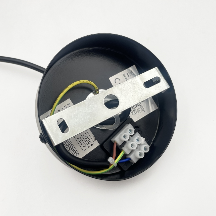 Κρεμαστό φωτιστικό με καλώδιο VELLO 1xE27/15W/230V μαύρο/καπνιστό μπεζ/μαύρο