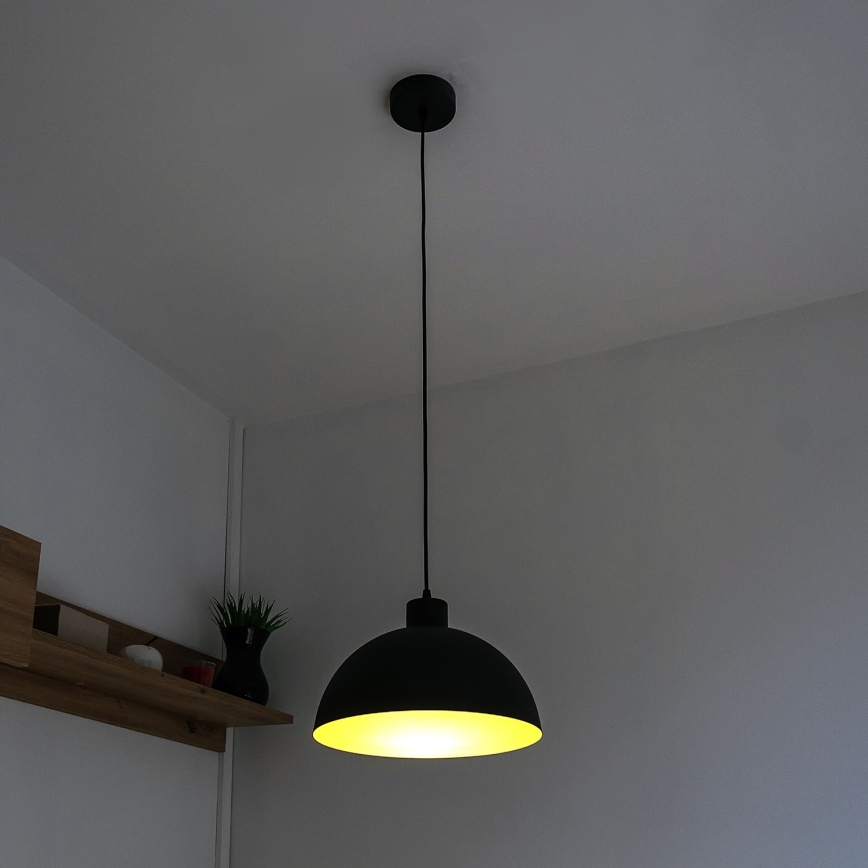 Κρεμαστό φωτιστικό με καλώδιο VESPER 1xE27/15W/230 Ø 18 cm μαύρο/χρυσό