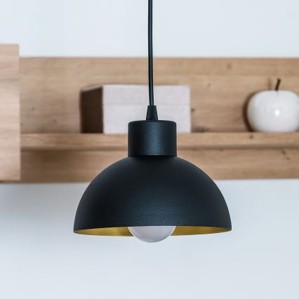 Κρεμαστό φωτιστικό με καλώδιο VESPER 1xE27/15W/230 Ø 18 cm μαύρο/χρυσό