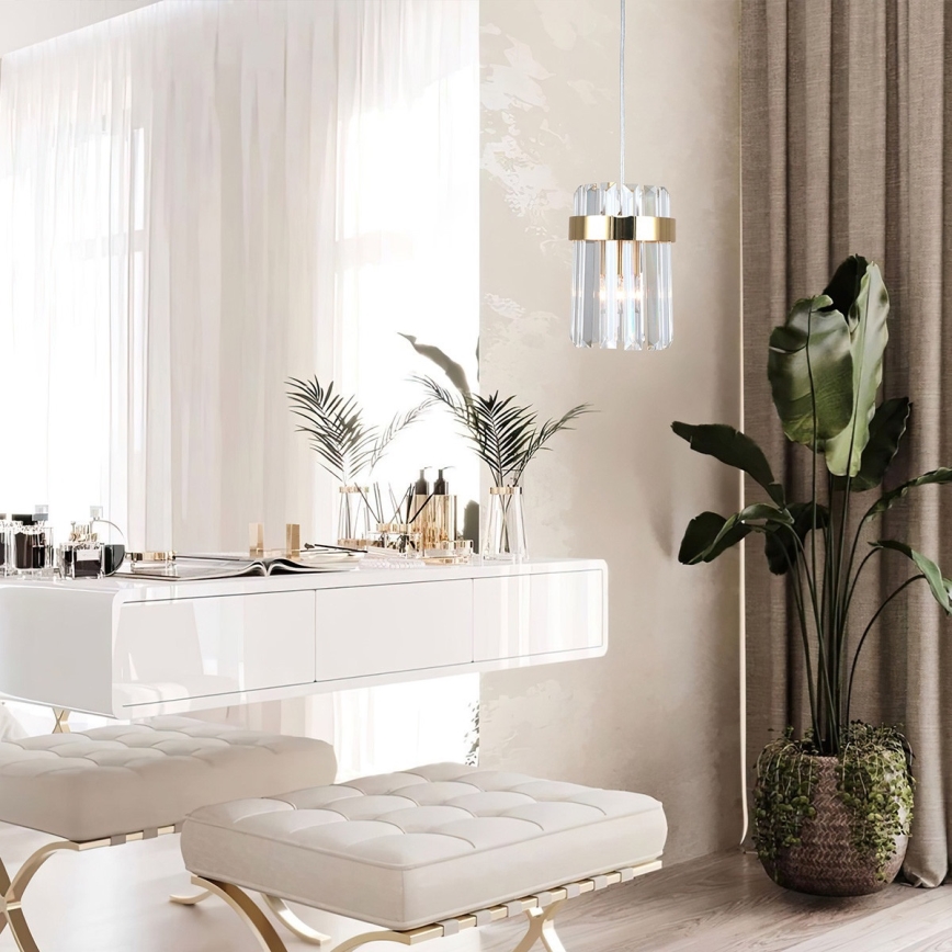 Κρεμαστό φωτιστικό με καλώδιο VETRO 1xE14/10W/230V χρυσό