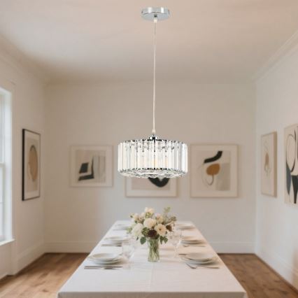 Κρεμαστό φωτιστικό με καλώδιο VETRO 1xE27/60W/230V σε γυαλιστερό χρώμιο