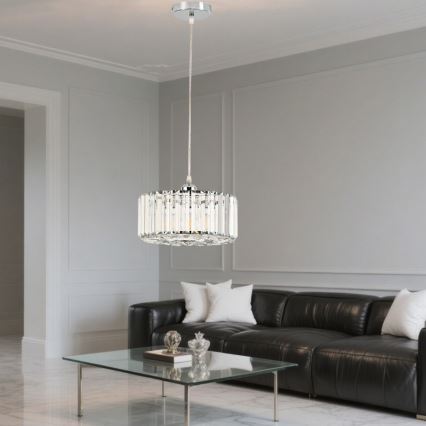 Κρεμαστό φωτιστικό με καλώδιο VETRO 1xE27/60W/230V σε γυαλιστερό χρώμιο