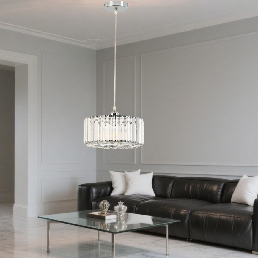 Κρεμαστό φωτιστικό με καλώδιο VETRO 1xE27/60W/230V σε γυαλιστερό χρώμιο