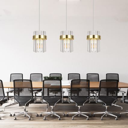 Κρεμαστό φωτιστικό με καλώδιο VETRO 3xE14/10W/230V χρυσό