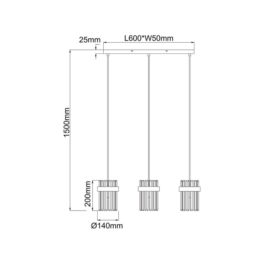 Κρεμαστό φωτιστικό με καλώδιο VETRO 3xE14/10W/230V χρυσό