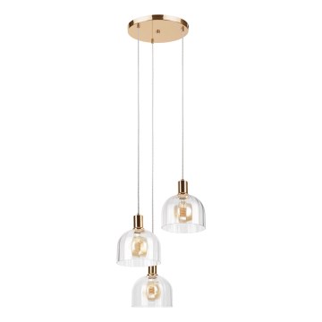 Κρεμαστό φωτιστικό με καλώδιο VIVE 3xE27/15W/230V χρυσό