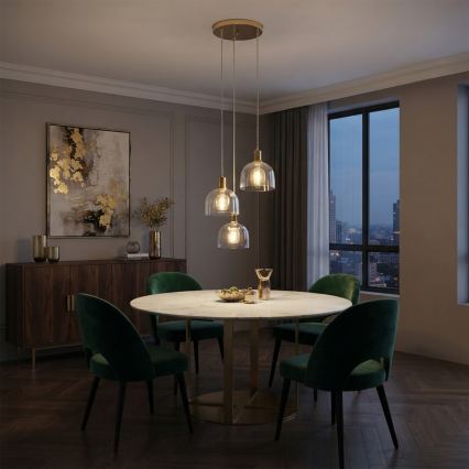 Κρεμαστό φωτιστικό με καλώδιο VIVE 3xE27/15W/230V χρυσό