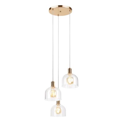 Κρεμαστό φωτιστικό με καλώδιο VIVE 3xE27/15W/230V χρυσό