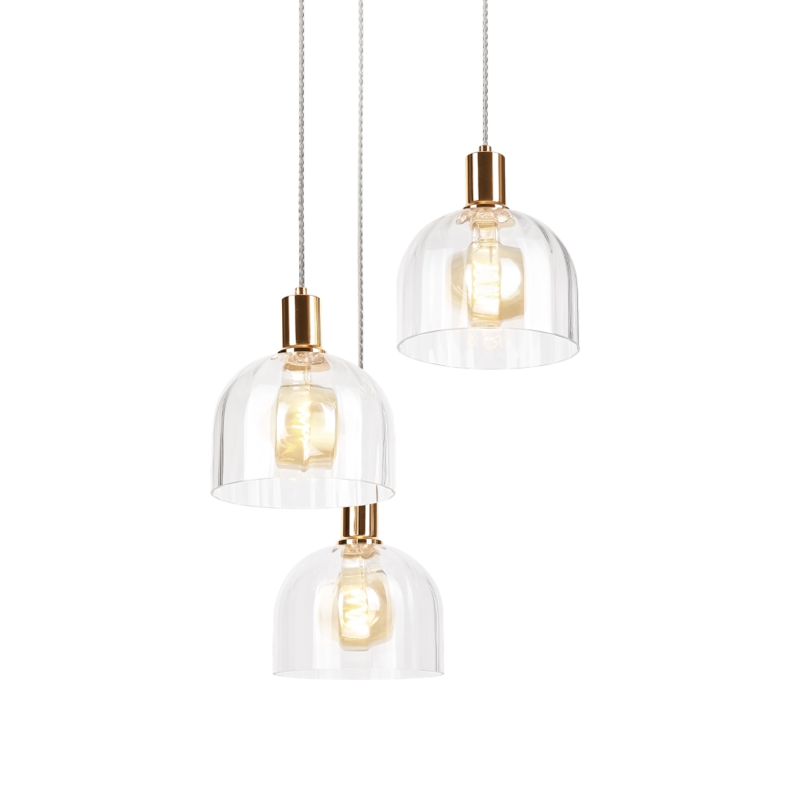 Κρεμαστό φωτιστικό με καλώδιο VIVE 3xE27/15W/230V χρυσό