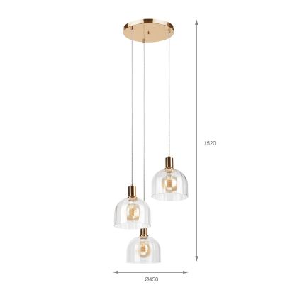 Κρεμαστό φωτιστικό με καλώδιο VIVE 3xE27/15W/230V χρυσό