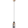 Κρεμαστό φωτιστικό με καλώδιο WOODNEST 1xE27/15W/230V πεύκο/καπνιστό μαύρο