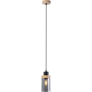 Κρεμαστό φωτιστικό με καλώδιο WOODNEST 1xE27/15W/230V πεύκο/καπνιστό μαύρο