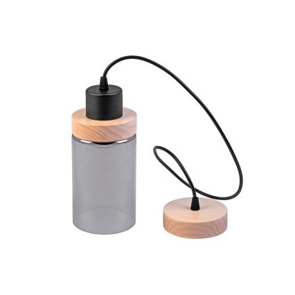 Κρεμαστό φωτιστικό με καλώδιο WOODNEST 1xE27/15W/230V πεύκο/καπνιστό μαύρο