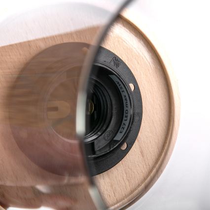 Κρεμαστό φωτιστικό με καλώδιο WOODNEST 1xE27/15W/230V πεύκο/καπνιστό μαύρο