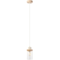 Κρεμαστό φωτιστικό με καλώδιο WOODNEST 1xE27/15W/230V, πεύκο/κρεμ απόχρωση
