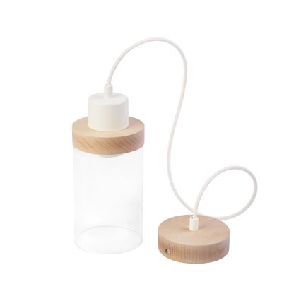 Κρεμαστό φωτιστικό με καλώδιο WOODNEST 1xE27/15W/230V, πεύκο/κρεμ απόχρωση
