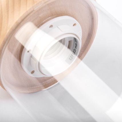 Κρεμαστό φωτιστικό με καλώδιο WOODNEST 1xE27/15W/230V, πεύκο/κρεμ απόχρωση