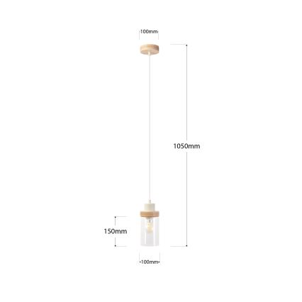 Κρεμαστό φωτιστικό με καλώδιο WOODNEST 1xE27/15W/230V, πεύκο/κρεμ απόχρωση