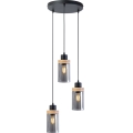 Κρεμαστό φωτιστικό με καλώδιο WOODNEST 3xE27/15W/230V πεύκο/καπνιστό μαύρο