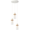 Κρεμαστό φωτιστικό με καλώδιο WOODNEST 3xE27/15W/230V πεύκο/κρεμ