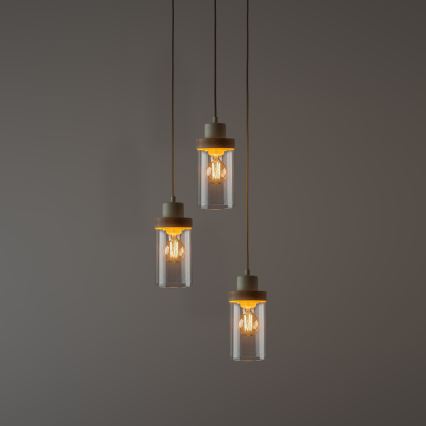 Κρεμαστό φωτιστικό με καλώδιο WOODNEST 3xE27/15W/230V πεύκο/κρεμ