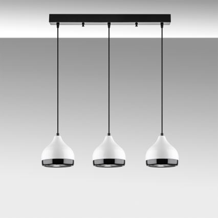 Κρεμαστό φωτιστικό με καλώδιο YILDO 3xE27/40W/230V λευκό/μαύρο