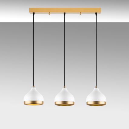 Κρεμαστό φωτιστικό με καλώδιο YILDO 3xE27/40W/230V λευκό/χρυσό