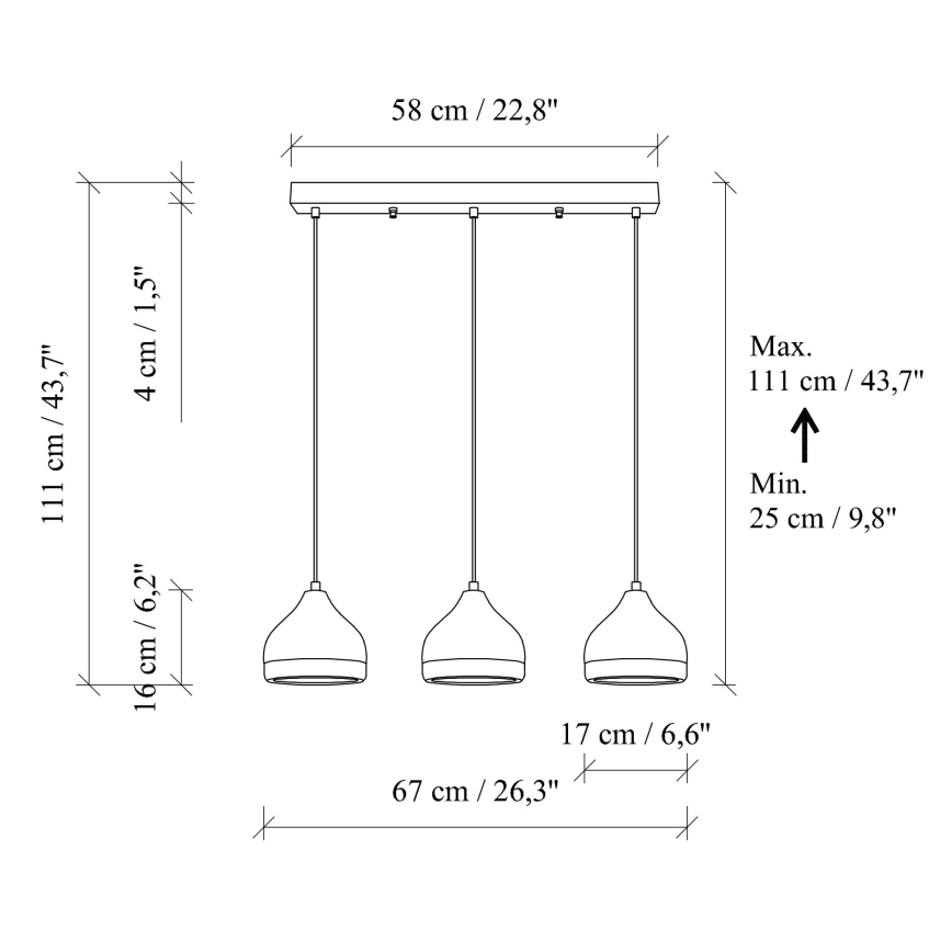 Κρεμαστό φωτιστικό με καλώδιο YILDO 3xE27/40W/230V λευκό/χρυσό