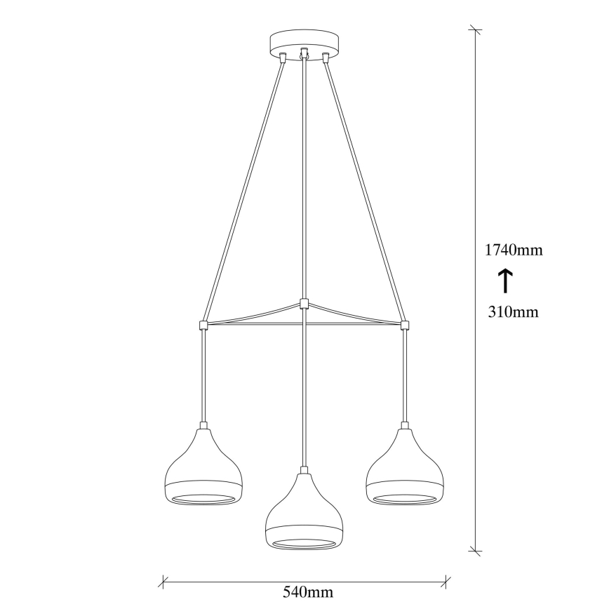 Κρεμαστό φωτιστικό με καλώδιο YILDO 3xE27/40W/230V μαύρο/χάλκινο