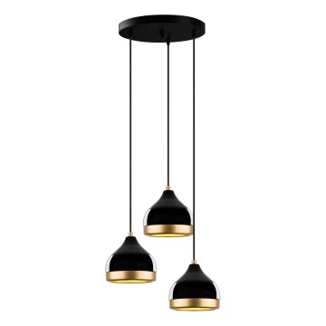 Κρεμαστό φωτιστικό με καλώδιο YILDO 3xE27/40W/230V μαύρο/χρυσό