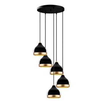 Κρεμαστό φωτιστικό με καλώδιο YILDO 5xE27/40W/230V, μαύρο/χρυσό