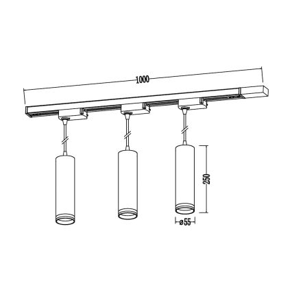 Κρεμαστό φωτιστικό με καλώδιο για σύστημα ράγας PIPE 3xGU10/10W/230V λευκό
