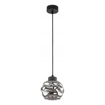 Κρεμαστό φωτιστικό με καλώδιο ZULIA 1xE27/15W/230V μαύρο/καπνιστό μαύρο