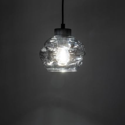 Κρεμαστό φωτιστικό με καλώδιο ZULIA 1xE27/15W/230V μαύρο/καπνιστό μαύρο